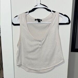 Forever 21 Cream Tank Top with Button Detail